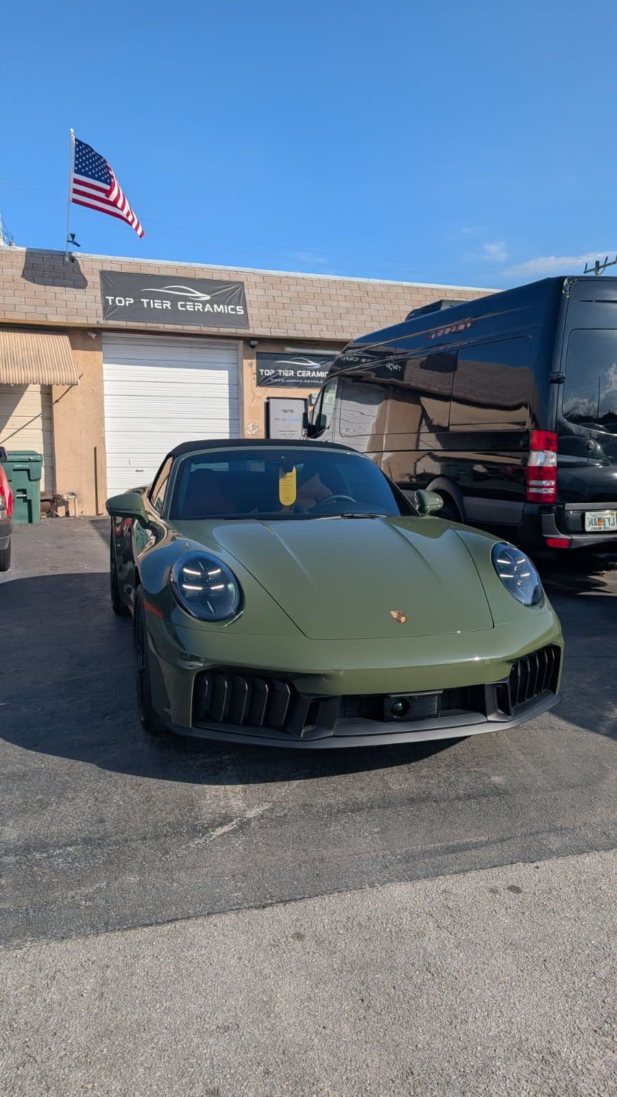 Eye-Catching Army Green and Elegant Black Porsche Transformation image